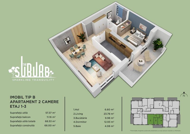 Buftea Apartament 2 camere The Suburb